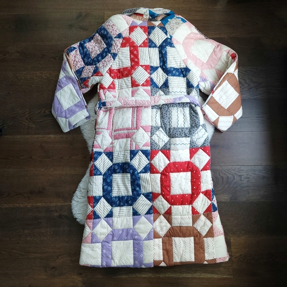 Sea NY Nohr Patchwork Retro Quilt Long Wrap Coat - Picture 13 of 16